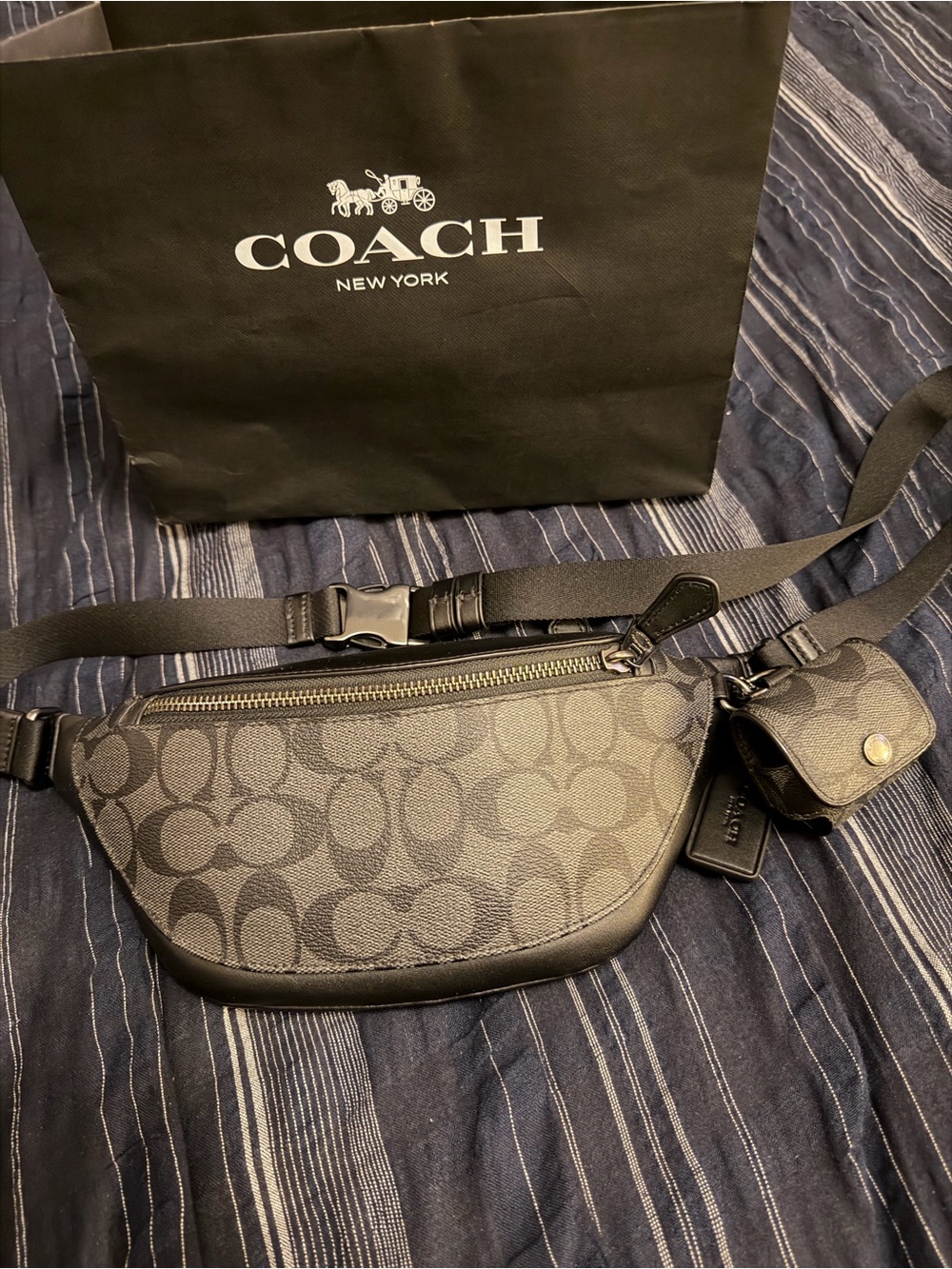 Coach Black/Charcoal Signature Canvas Belt Bag